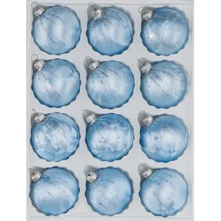 Navidacio 12 TLG. Glas-Weihnachtskugeln Set in Ice Blau Silber Regen- Christbaumkugeln - Weihnachtsschmuck-Christbaumschmuck