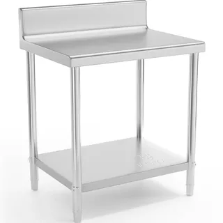 Royal Catering RCAT-80/60-N Edelstahltisch Edelstahl Arbeitstisch Zerlegetisch Gastro Aufkantung 80 x 60cm Grilltisch Outdoor Küchenmöbel