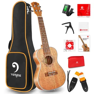 Ukulele, Konzert, Mahagoni, 58,4 cm, Ukulele für Anfänger und Erwachsene, professionelles 4-saitiges Hawaii-Starter-Ukulele-Set, von Vangoa