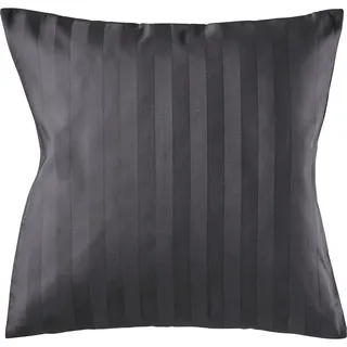 Pure Label Mako Satin Damast Streifen Kissenbezug 40x40 cm aus 100% Baumwolle in dunkelgrau| Traumhaft weiches Deko Kissen passend zu unseren Bettwäsche Sets