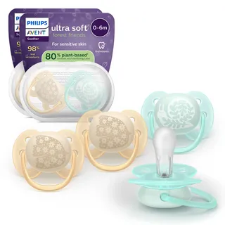 Philips Avent ultra soft Schnuller – kiefergerecht geformtes Design, für Babys von 0–6 Monaten, flexibles Saugerschild, symmetrischer Silikonsauger, BPA-frei, 4er-Pack, SCF091/49