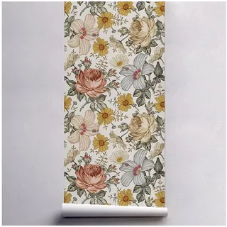 Tulup Fototapete Vinyl auf Vlies Tapete Fototapete Selbstklebende - Blumen Vintage, Glatt, botanisch 0.61 m x 1.22 m