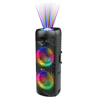 N-Gear Let's Go Party 5150 Musikbox Bluetooth : Ultimativer Partybox mit 200W 6-Zoll-Doppellautsprechern - Tragbarer Karaoke Lautsprecher mit drahtlosem Mikrofon, 5H Spielzeit, Fernbedienung & Lichtshow