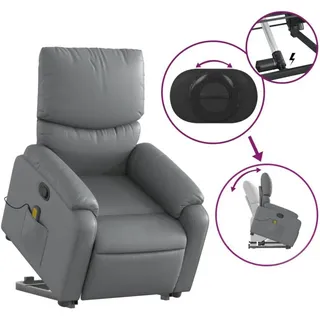 vidaXL Massagesessel mit Aufstehhilfe Kunstleder 99 x 99 x 99 cm Grau
