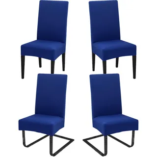 Hopelit Stuhlhussen 4er Set, Stuhlhussen Schwingstühle Abnehmbarer Waschbarer Spandex, Universale Stretch Stuhlbezug Hussen für Esszimmer, Hotel, Küche, Hochzeitsdeko, Blau