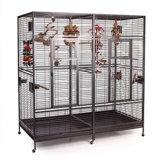 Montana Cages Vogelkäfig XXL Voliere Arkansas Nova 2024 - Wagerechte Verdrahtung für Aras & co., Riesige Papageienvoliere für große Papageien, Erweiterbar schwarz 206 cm x 101,5 cm x 220 cm