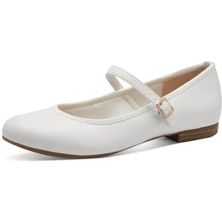 Marco Tozzi Damen Ballerinas mit Riemchen Vegan, Weiß (White Nappa), 38 EU