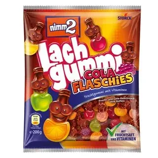 Nimm2 Fruchtgummis Lachgummi Cola Flaschies, mit Fruchtsaft und Vitaminen, 200g
