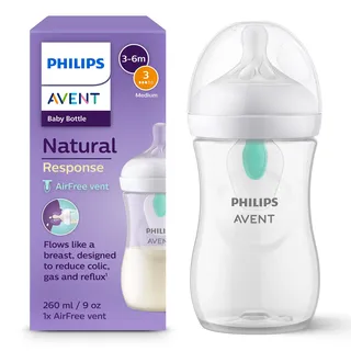 Philips AVENT Natural Response - Babyflasche mit AirFree Ventil 260ml, Sauger 3 - SCY673/01