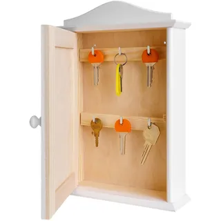 Creative Deco Schlüsselkasten Holz mit 6 Haken| Weiß | 20 x 6 x 29,5 cm | Schlüsselschrank Schlüsselbrett | Schlüsselhaken Box Perfekt für Aufbewahrung, Decoupage & Dekoration