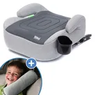 Fillikid Auto-Kindersitzerhöhung Booster i-Size ab 7 Jahre - 12 Jahre (125 cm - 150 cm) mit einklappbarer Isofix-Halterung & Getränkehalter inkl. Gurtpolster - Dunkelgrau Grau