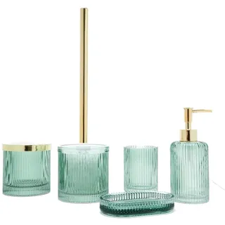 sat - swiss aqua technologies BB BOHO Bad Accessoires Set aus Glas, mint & Gold