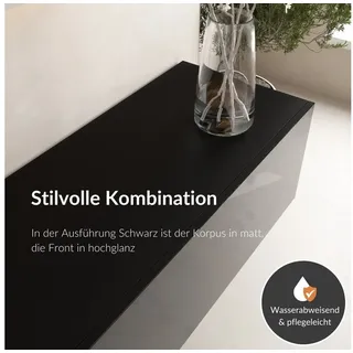 Planetmöbel West TV-Schrank, Fernsehtisch 280 cm lang, TV-Board hängend oder stehend, Fernsehschrank für Wohnzimmer, 2X TV Möbel 37,8 x 140 x 30 cm, schwarz