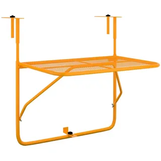 vidaXL Balkontisch Klappbar Balkonhängetisch Hängetisch Klapptisch Gartentisch Tisch Balkon Beistelltisch Balkonklapptisch Gelb 60x40cm Stahl