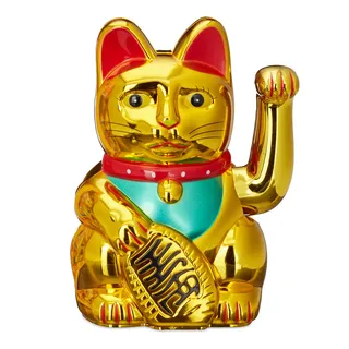 Relaxdays Maneki Neko Winkekatze 16 cm gold
