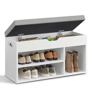 VASAGLE Schuhbank 30 x 80 x 44 cm wolkenweiß-Taubengrau