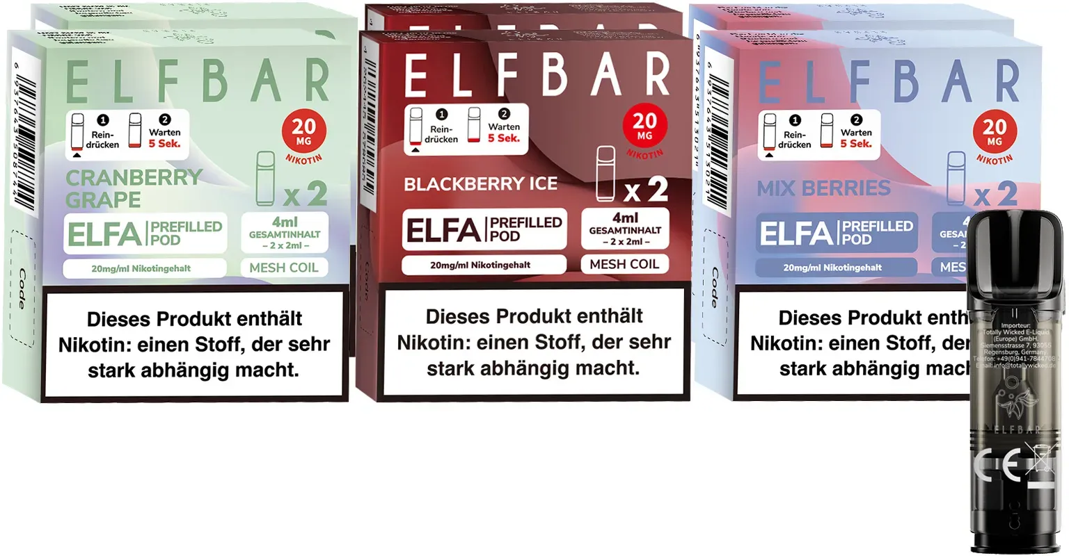 Elf Bar ELFA Prefilled Pod - Probierset Berries Mix je 2 Pods, 6er Pack
