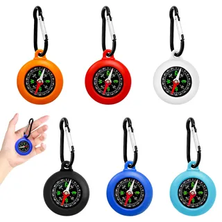 6 Stück Kompass Kinder, Wasserdichter Mini Kompass mit Karabiner für Kindergeburtstag Mitgebsel, Outdoor Camping Navigation, Wandern und Schlüsselanhänger