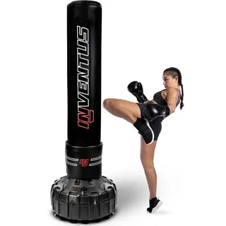 inventus Boxsack Freistehend 185 cm - Standboxsack mit Befüllbarer Basis für Wasser oder Sand - Punching Bag für Boxtraining Kickboxen Fitness Zuhause - Schwarz
