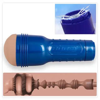 Masturbator „Boost“ mit zupackenden Turbo Tech Ringen, hautfarben hell