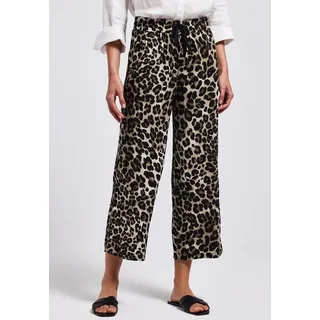 STREET ONE Stoffhose »Style Emee«, Sommerhose mit elastischem Bund und Tunnelzug, mit grafischem Muster, schwarz