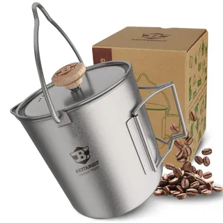 Bestargot Camping Titan Topf Becher Tasse Outdoor, 750ml max French Press Titan Campinggeschirr, Outdoor kaffeekocher Camping Kochgeschirr, 188g