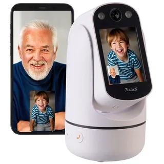 7links 2in1-WLAN-Überwachungskamera & Video-Telefon, IPS-Display, Pan-Tilt