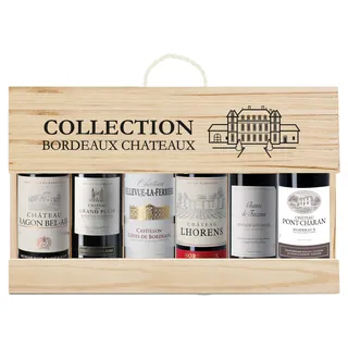 Collection Bordeaux - Geschenkset mit 6 Rotweinen aus Bordeaux in einer Geschenkverpackung aus Holz (6 x 0,375l)