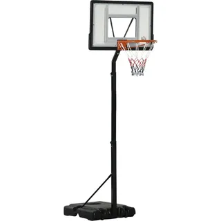 Homcom Basketballständer mit Rädern rollbar 260-310 cm höhenverstellbar Basketballkorb mit Ständer geeignet für den Außen- und Innenbereich Stahl Kunststoff Schwarz 90L x 60B x 260-310H