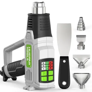 Huepar Tools 2000W Heißluftpistole Kit mit LCD-Bedienfeld, 12 Temperaturstufen 50°C-600°C Heißluftfön, Ideal zum Heikle Operationen, Schrumpfen, Abbeizen von Farbe, Geschenk Lehrer, Vatertag, Männer,Sie