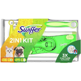 Swiffer Limited Edition Starterpack (Bodenstab+8 Tücher + 8 Trockene Bodentücher Und 1 Staubmagnet + 1 Tuch, Ideal Für Tierbesitzer