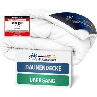 DormiGood | Premium Daunendecke 135x200 cm | Übergangsdecke | 100% Daunen (480g) | Bettdecke | 135x200 | Herbst | Frühling | Übergang | Nomite... | Weiß