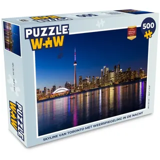 MuchoWow Puzzle Skyline von Toronto mit Spiegelung in der Nacht, 500 Puzzleteile, Foto-Puzzle, Bilderrätsel, Puzzlespiele, Spielzeug 34 cm x 48 cm x 2 cm