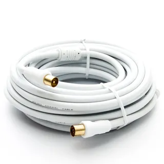 PremiumX Antennenkabel 15 m Koaxial-Kabel Weiß