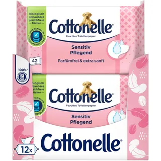 Cottonelle Feuchtes Toilettenpapier Sensitive Pflegend 12 x 42 St.