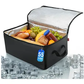 Achilles Große Kühltasche, Thermotasche, Faltbare Kühlbox, Liefertasche zum warmhalten von Essen, Tasche mit Kühlfunktion, 57x37x25cm (Schwarz)