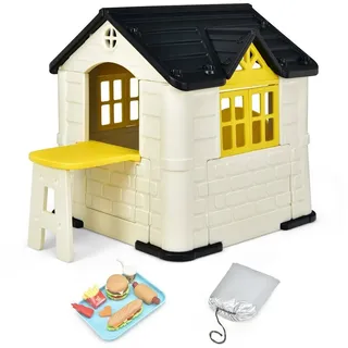 COSTWAY Spielhaus Gartenspielhaus, 164 x 124 x 132 cm, für Indoor & Outdoor gelb