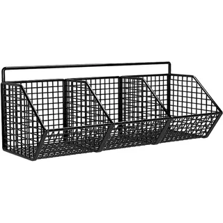 Folpus Hängekorb 3 Gitter, Obst Aufbewahrungskörbe, hängende Obstkörbe, selbstklebend, hängende Lagerung Organisator, Metallgitter Körbe abnehmbar für Küche Bad Schränke, stil a