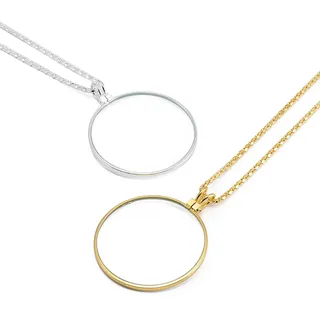 2 Stücke Monokel,Monokel Brille Halskette,Monokel Lupe,5X Metall Lupe,HäNgende Lupe,Schmucklupe Kette Anhänger,für Lesen von BüchernZeitungen,Beobachtung und Forschung(Silber und golden)