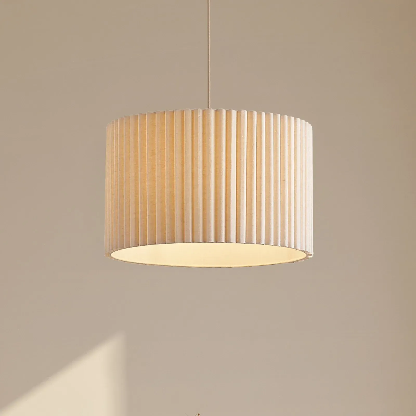 Pendelleuchte Lindby, Libbie, dimmbar, Beige, für Wohnzimmer, Stoff / Textil, Skandinavisch - 28