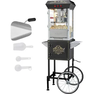 Vevor Popcornmaschine Popcornautomat mit Wagen 850 W Popcorngerät, 8 oz Kessel für 48 Tassen pro Ladung, Popcornmaschine mit gehärtetem Glas inkl.