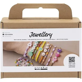 Creativ Company DIY Sets Beads Mini Kreativ Mix Schmuck, Farbenfrohe Armbänder, Kreativ Box
