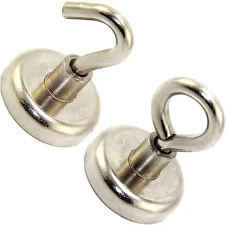 Topfmagnet Magnet mit Haken/Öse - Neodym (NdFeB) Zink - ab Ø10mm bis Ø75mm - Extra Stark - hält bis 160 kg - Magnethaken Hakenmagnete Magnetösen, Variante:Ösenmagnet, Durchmesser:Ø 32 mm | 34 kg
