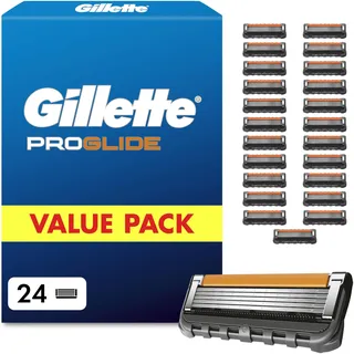Gillette Fusion 5 Proglide Rasierklingen, 24 Original Ersatzklingen, Schwarz - Nassrasierer, 2X Gleitstreifen vor Und Nach Den Klingen für Unglaubliche Gründlichkeit Und Komfort