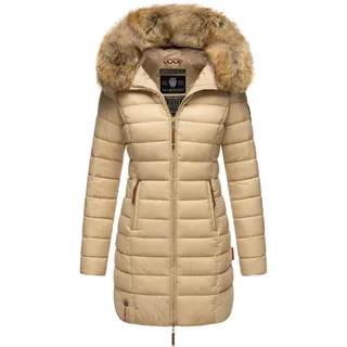MARIKOO Damen Winter Übergangs Jacke Winterjacke Stepp Mantel gesteppt B647 [B647-Rosen-Beige-Gr.M] - M