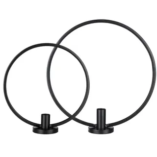 MARELIDA Stabkerzenhalter Ring schwarz 2er Set Kerzenständer Kerzenhalter für Stabkerzen rund in | Gr.: onesize