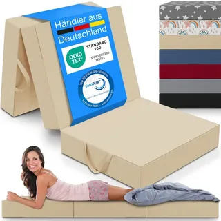 eloneo Klappmatratze, Gästematratze, 90x200x15 cm, creme