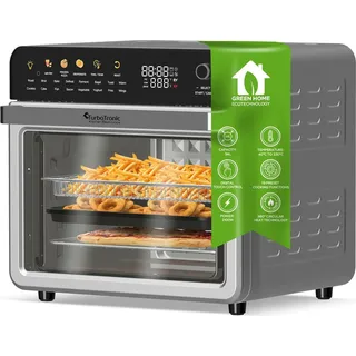 TurboTronic Multi-Smart-Ofen - 19in1 Heißluftofen & Heißluftfritteuse 2100W Power 34L bis 1kg Pommes Backofen mit Dörrfunktion 40-230°C Grill A...