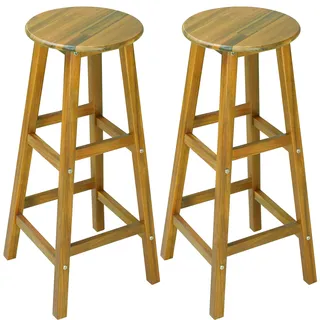 CASARIA casaria® 2er Set Barhocker Barstuhl Akazie Holz Massiv