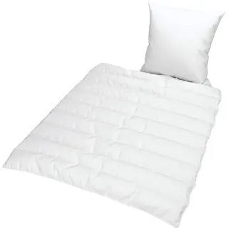 Jekatex 2-teiliges Microfaser Bettenset JEKATEX + 135x200 cm Kissen 40x80 cm Ganzjahres Bettdecke und Kopfkissen weiß